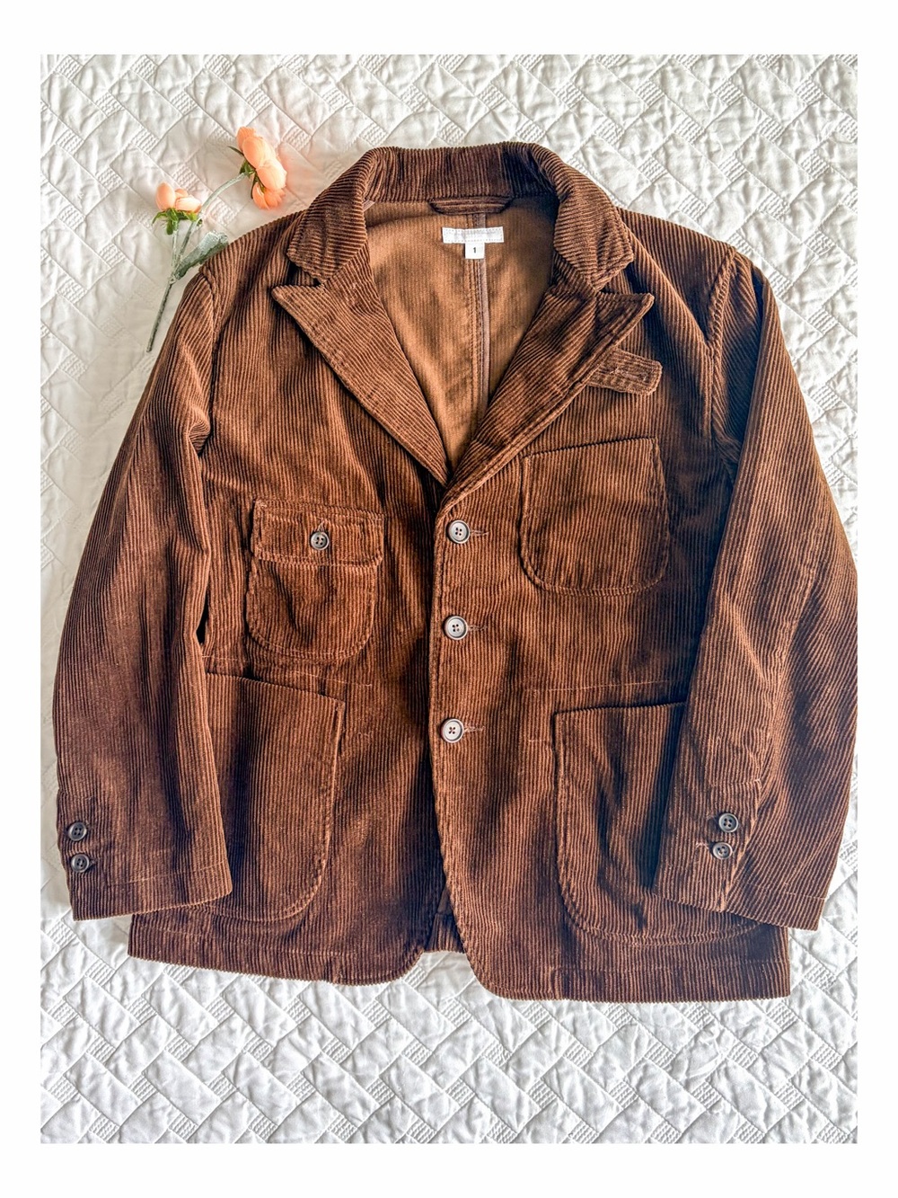 Engineered Garments Bedford Jacket Brown Corduroy Workwear Blazer Sz 1 Men’s XS